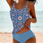 Dames bikini set – Tankini bovenstuk met dubbele band – Ademend en rekbaar materiaal – Verstelbaar en comfortabel pasvorm