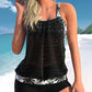Tankini-set voor dames – Zacht breiwerk – Overlappende kant – Loszittende pasvorm – Bijpassende shorts