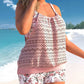Tankini-set voor dames – Zacht breiwerk – Overlappende kant – Loszittende pasvorm – Bijpassende shorts