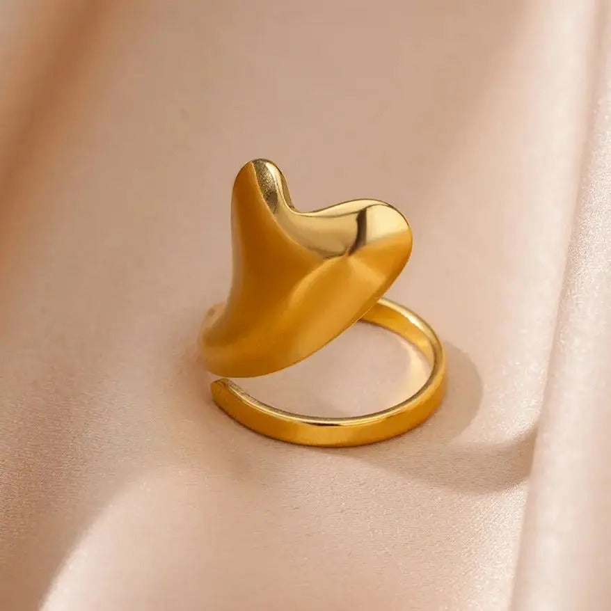 Stijlvolle verstelbare ring met groot hart – Camille elegante design