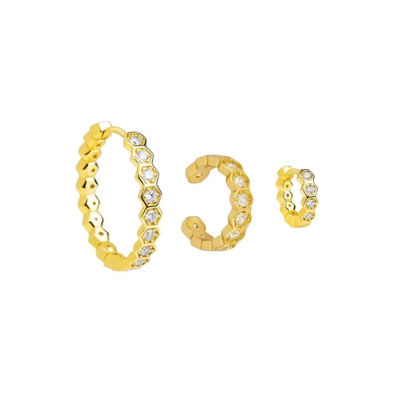 Elegante Zeshoekige Hoop Oorbellen Goud - Eva