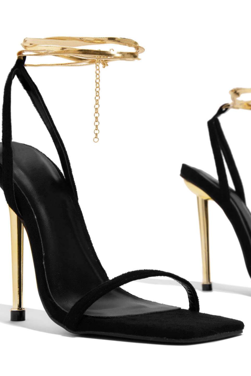 Hoge Hakken Sandalen met Ketting en Vierkante Zuil