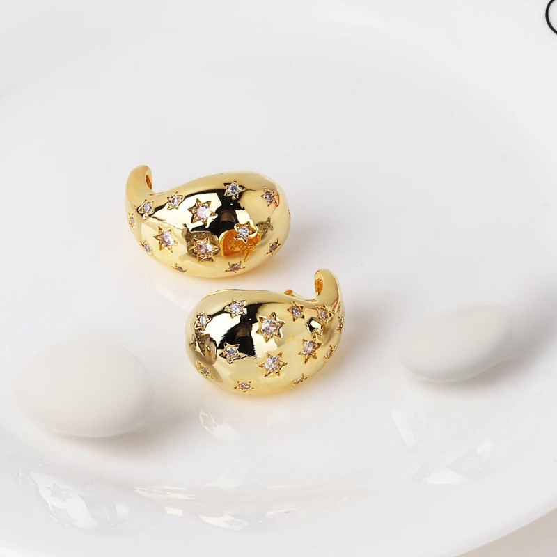 Chic Elegante Oorbellen met Druppelvorm en Ster Zirkoon Studs - Eugenia