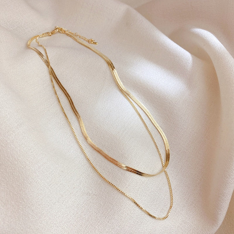 Elegant Gelaagde Visgraatketting - Isa voor een stijlvolle uitstraling