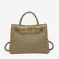 Kleine Gevlochten Dames Handtas met Gouden Details