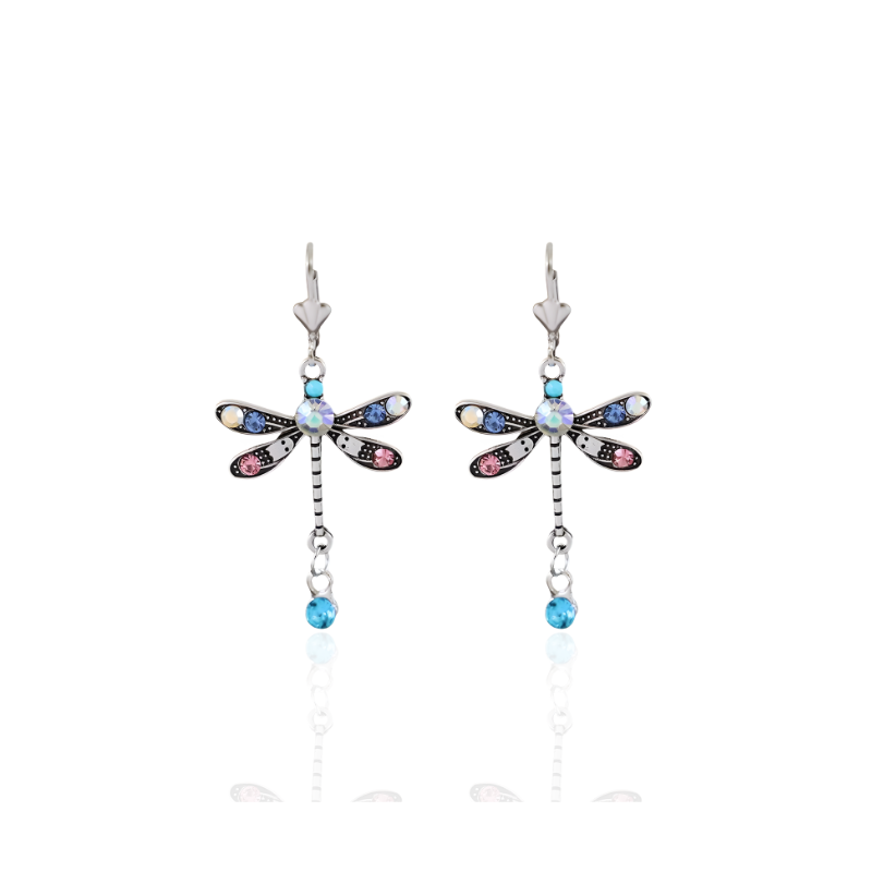 Stijlvolle Zilveren Dragonfly Oorbellen met Elegante Snede