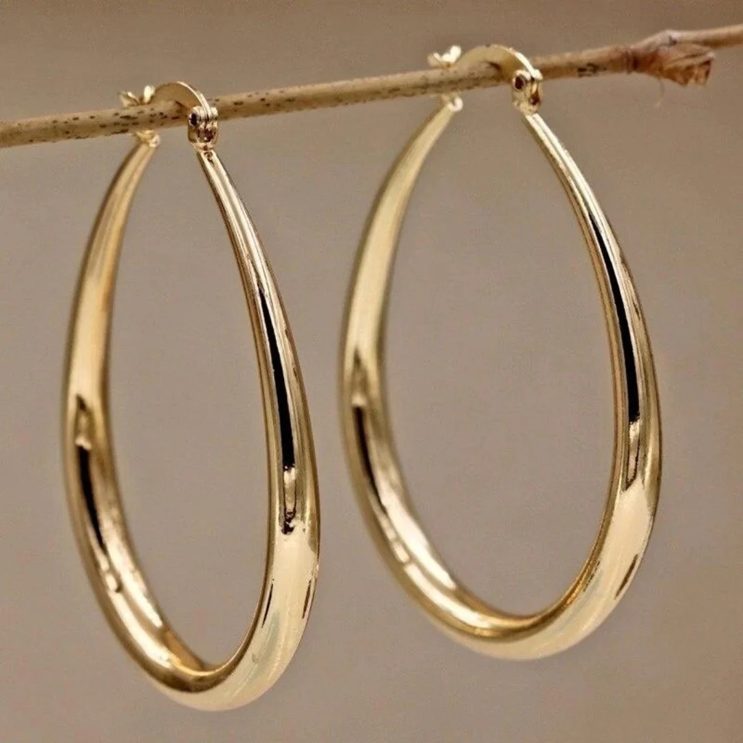 Bolle Gouden Hoepel Oorbellen – Vintage Look & Waterbestendig