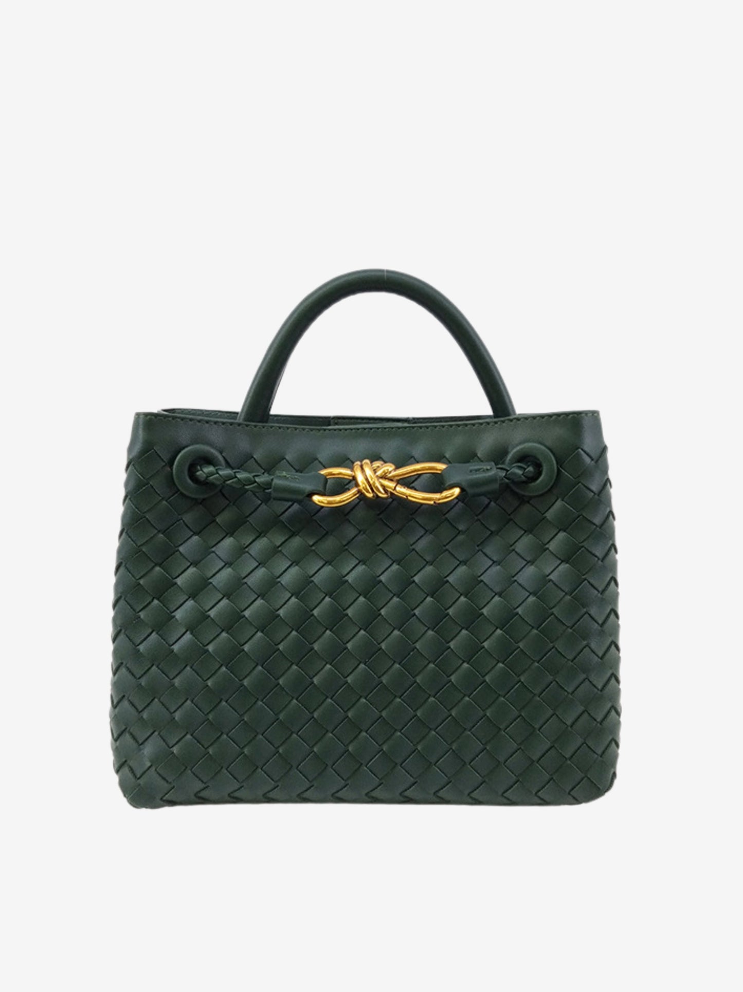 Kleine Gevlochten Dames Handtas met Gouden Details