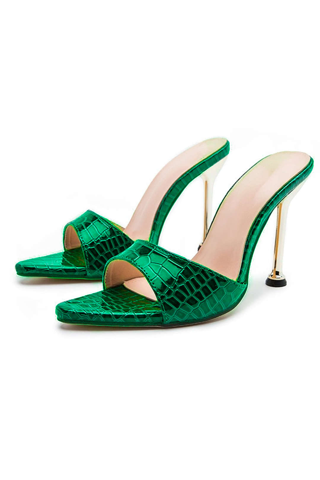Puntige Enkellaars Sandalen Met Hoge Hakken Zonder Enkelband
