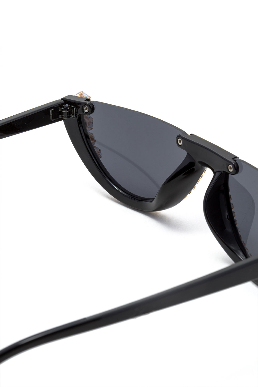 Sparkling Rhinestone Embellished Half Frame Sunglasses