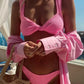 Ribbelige Bikini 2-delig Dames - Trendige Strandoutfit met Diep Taille-ontwerp