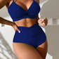Bikini Ensemble voor Dames - Hoge Taille met Druckerfront - Verstelbare Bandjes - Elegante Geribbelde Textuur