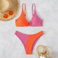 Vrouwen Bikiniset – Push-Up Flattering Top – Hoge Taille Slip – Ribstructuur – Ringdetail