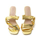 Metaal high heel sandalen met ruches en vierkante aspedster