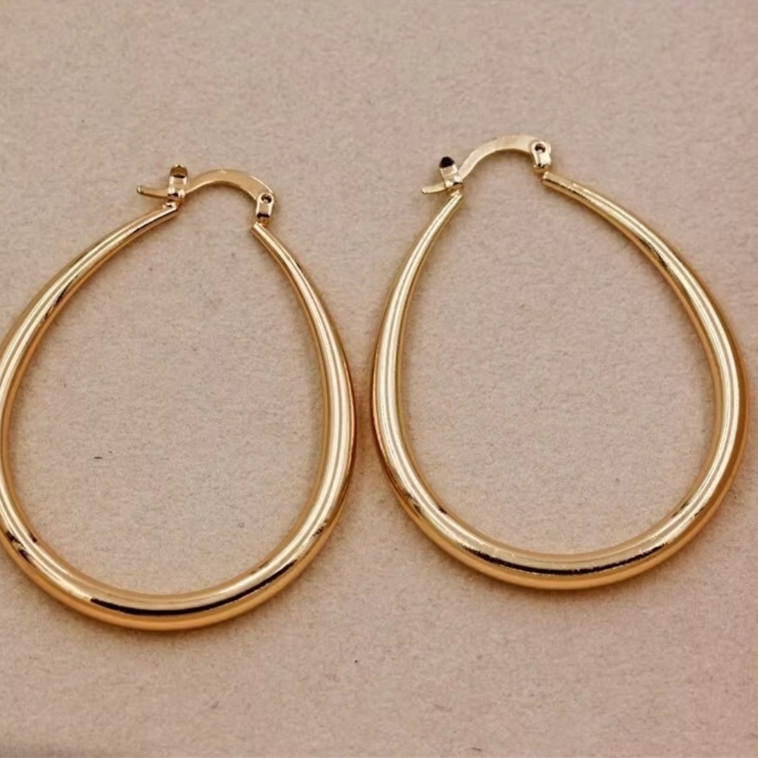 Bolle Gouden Hoepel Oorbellen – Vintage Look & Waterbestendig