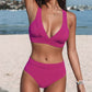 Dames Bikini Set – Comfortabele en Stevige V-Hals Top – Hoge Taille Slip en Volledige Bedekking – Ademend en Stretchbaar Stof