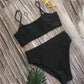 Dames tweedelige high-rise bikini met push-up en buikcontrole