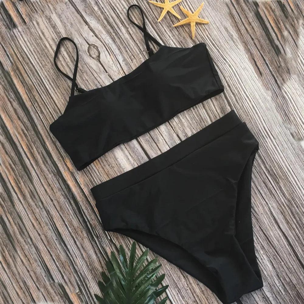 Dames tweedelige high-rise bikini met push-up en buikcontrole