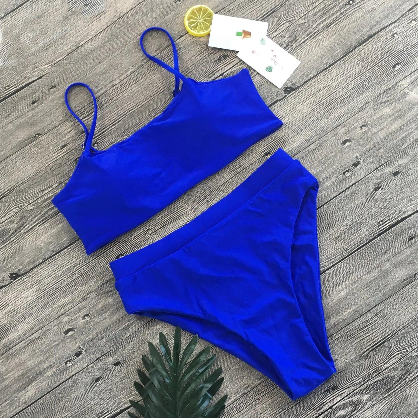 Dames tweedelige high-rise bikini met push-up en buikcontrole
