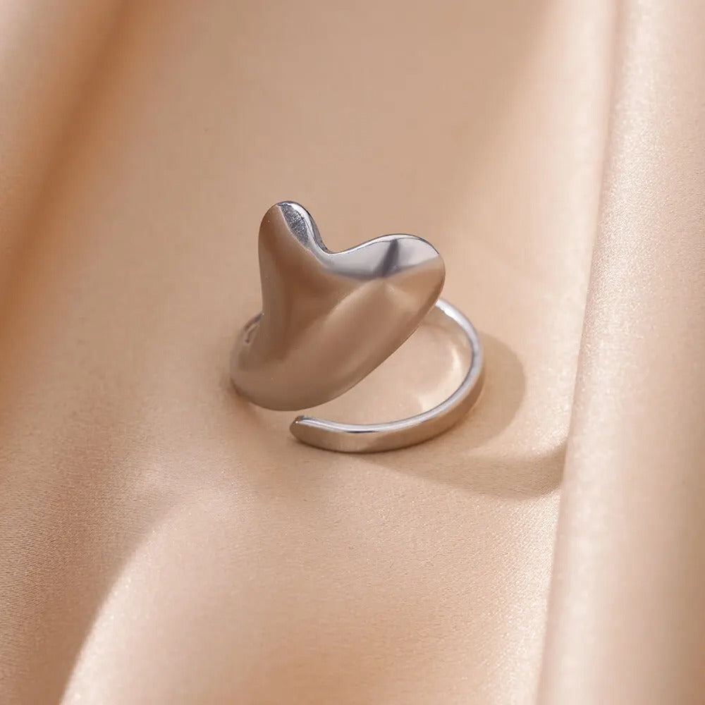 Stijlvolle verstelbare ring met groot hart – Camille elegante design