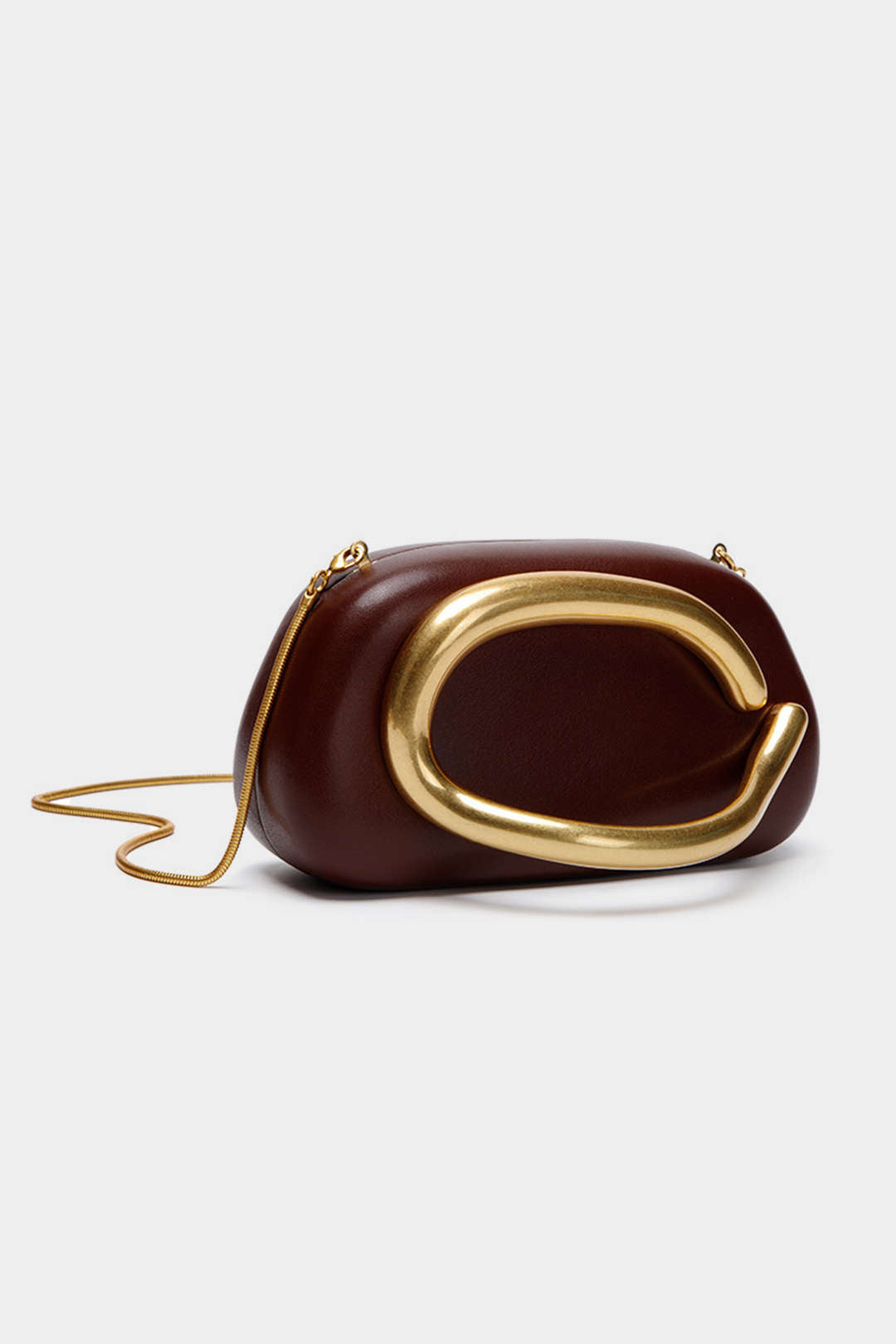 Chique Faux Leer Clutch met Stijlvolle Metalen Accenten
