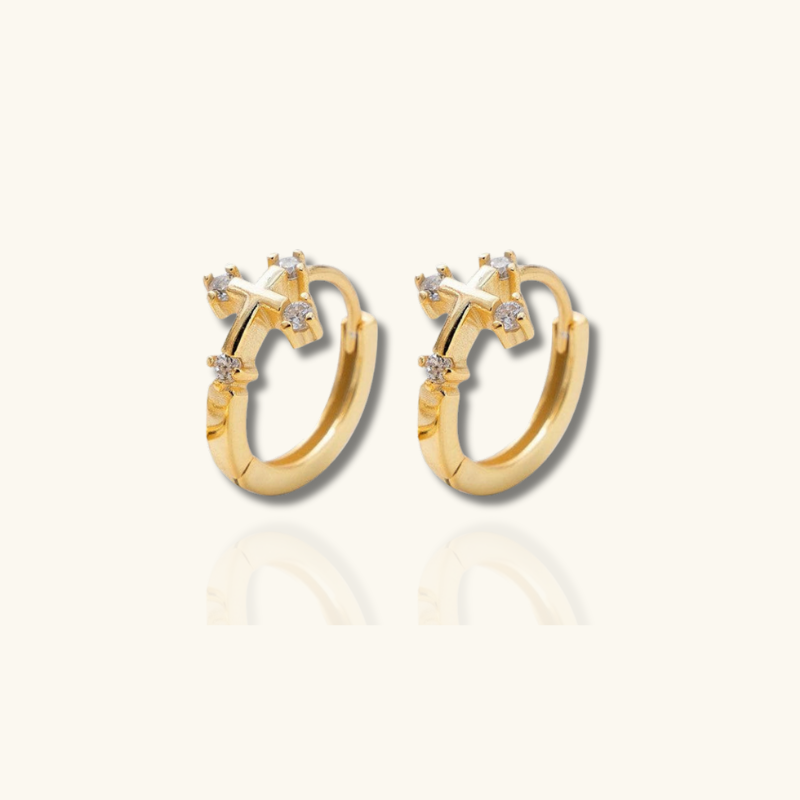 Stijlvolle Elegante Kruis Hoepel Oorbellen met Stralende Cubic Zirconia - Lillian