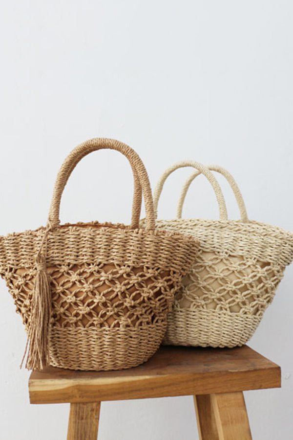Ins Style Retro Holle Rietje Tas - Vintage Charme voor Chique Zomerse Looks