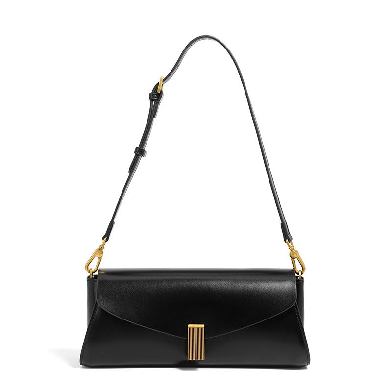 Dames schoudertas van synthetisch leer met elegante metalen gesp - Amandine