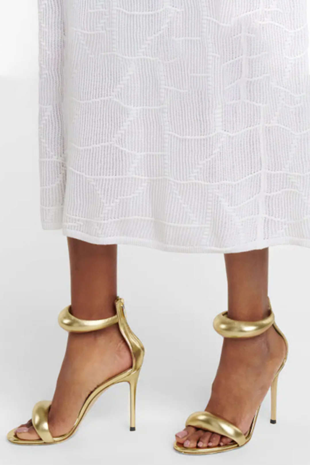 Hogehakken Sandalen met Enkelbandje en Metallic Opening