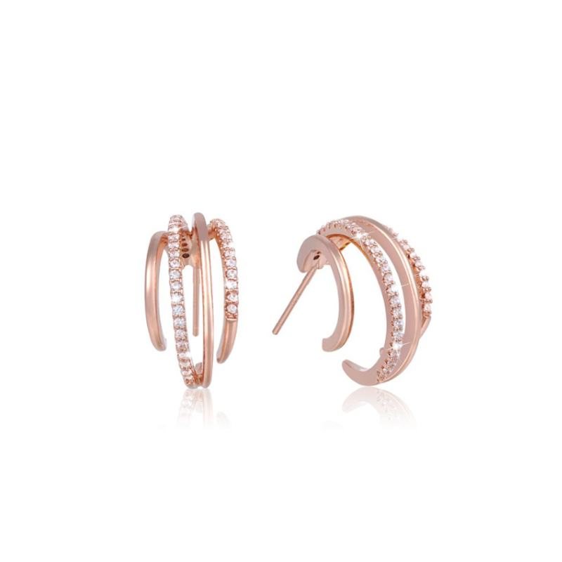Stijlvolle Dubbele Hoops Oorbellen met Zirkonia voor Een Elegante Look
