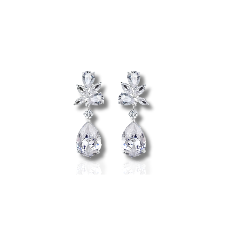Sophia Elegante Zilveren Zirconia Dangle Oorbellen - Mooi en Chique Accessoire