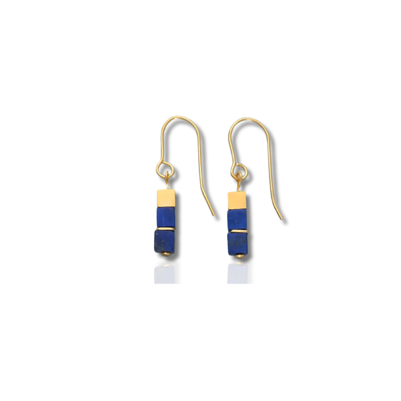 Elegante Blauwe Kubus Oorbellen - Nien voor een stijlvolle uitstraling
