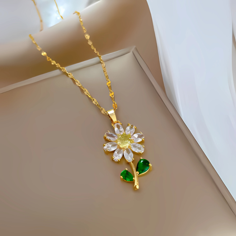 Zirkoon Zonnebloem Ketting - Elegante Scarlett Halsketting met Zonbloemontwerp