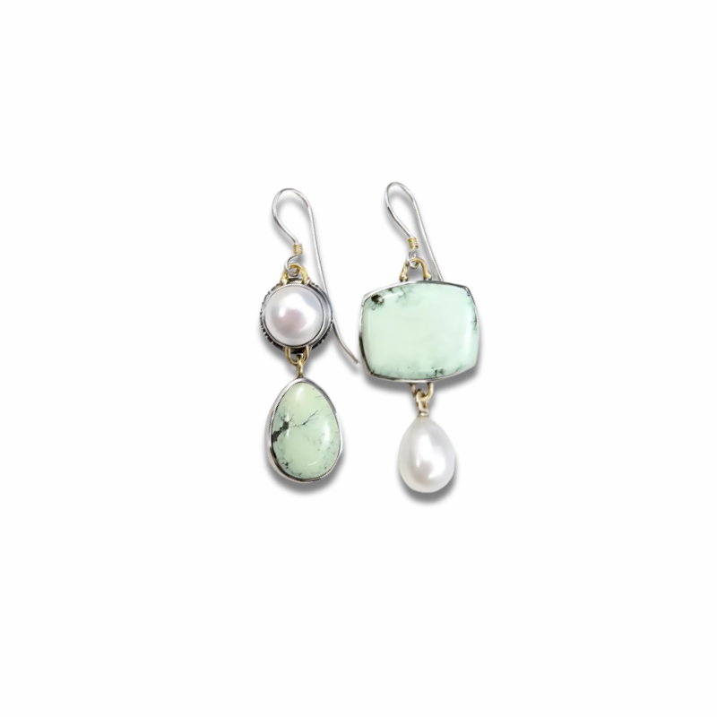 Oorbellen met Groene en Witte Parel - Pini