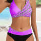 Dames Bikini Set met Wrap Top en Hoge Taille – Ademend Stretch Streep Stof