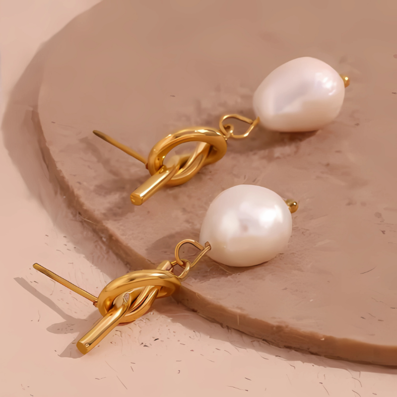 Elegante Barok Parel Oorbellen in Goud - Pien
