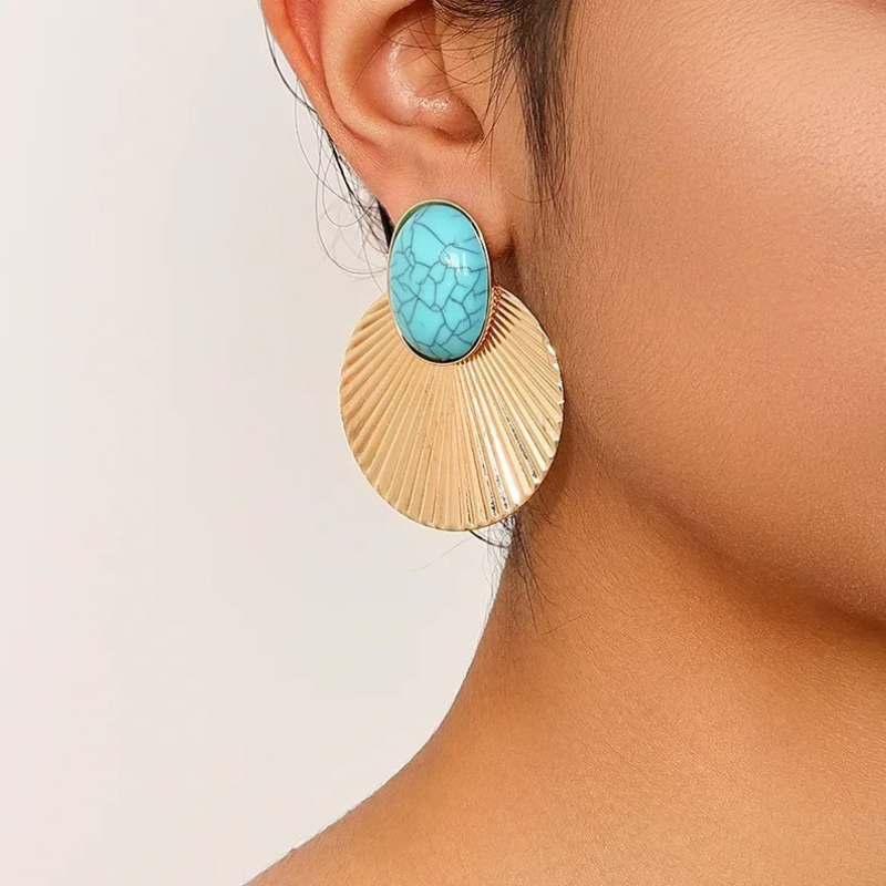 Chique turquoise oorclips - Judith