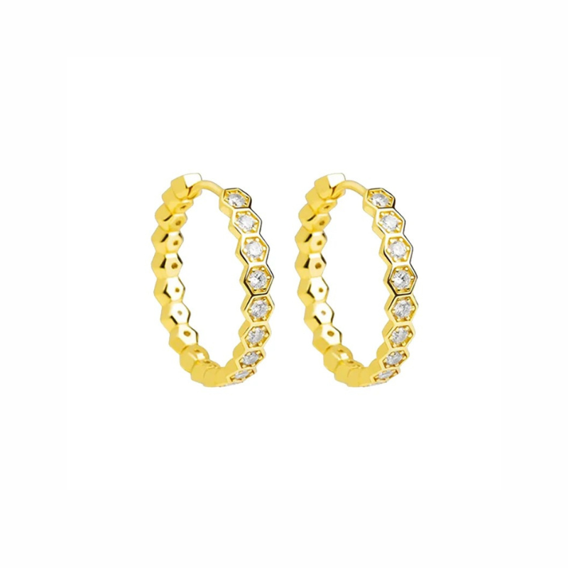 Elegante Zeshoekige Hoop Oorbellen Goud - Eva