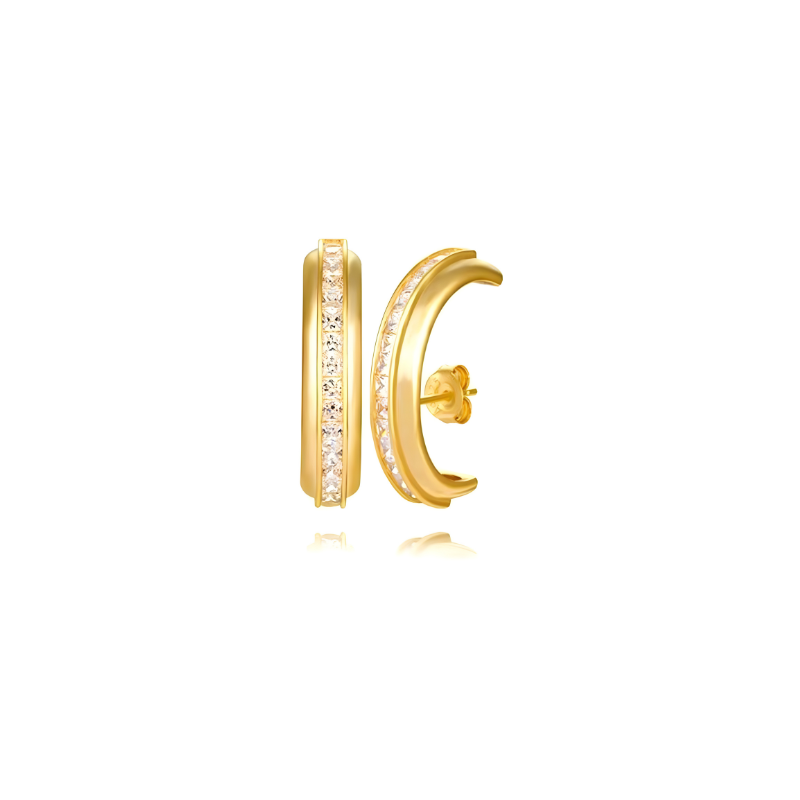 Stijlvolle C-Vormige Zirkonia Oorknopjes - Mabel Elegance