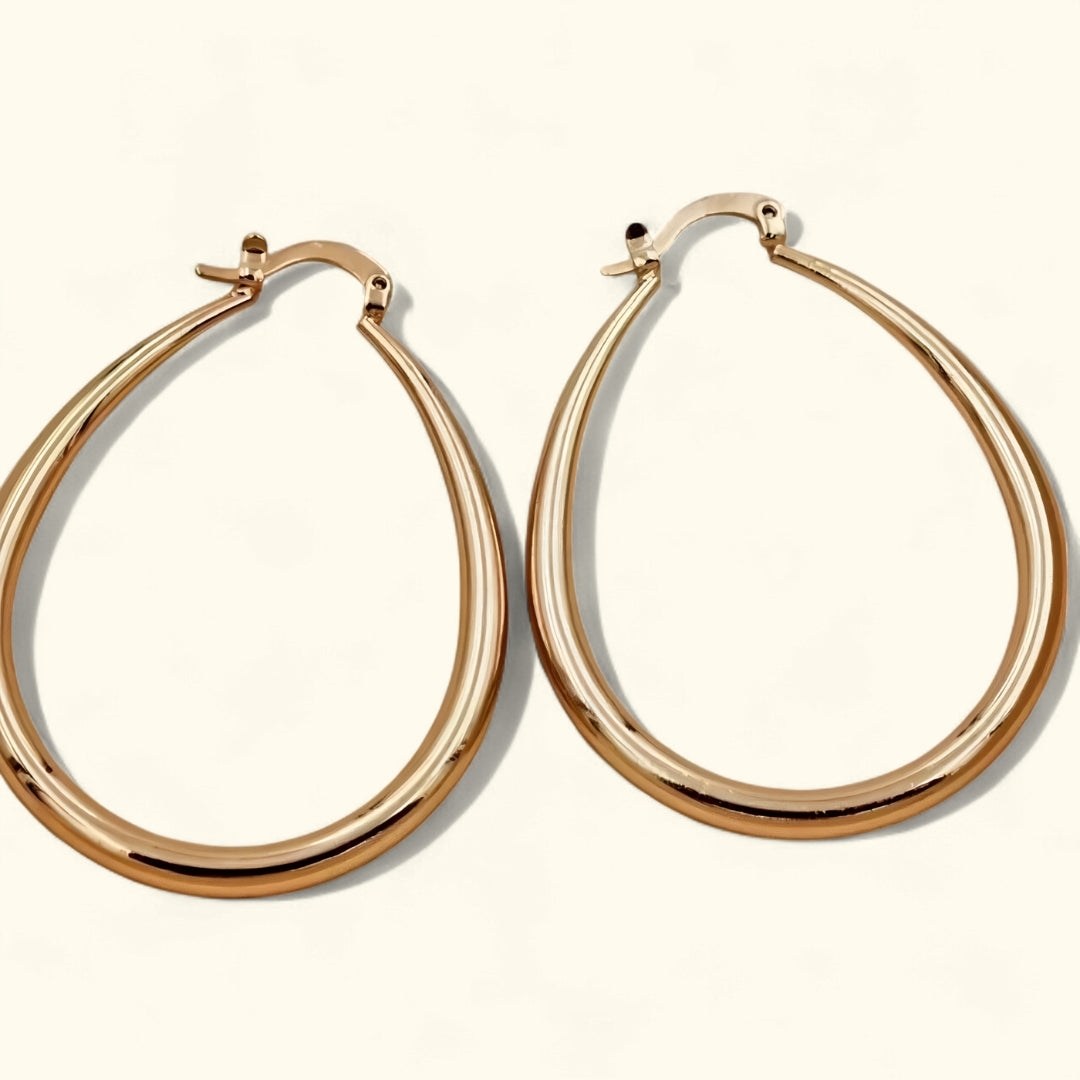 Bolle Gouden Hoepel Oorbellen – Vintage Look & Waterbestendig