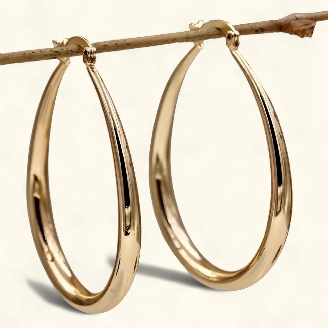 Bolle Gouden Hoepel Oorbellen – Vintage Look & Waterbestendig