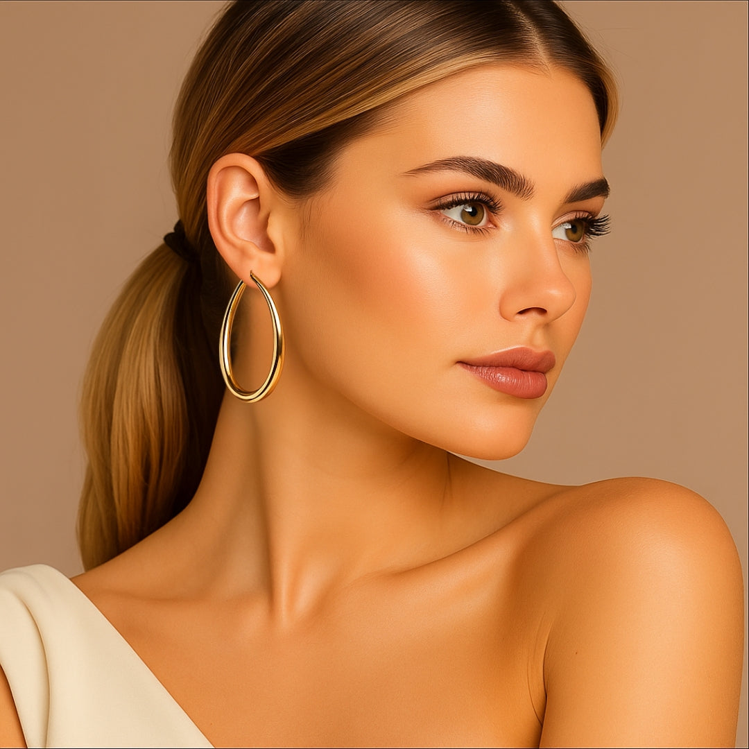 Bolle Gouden Hoepel Oorbellen – Vintage Look & Waterbestendig