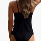 Dames badpak set – Ruis laagjes ruches top – V-hals ontwerp – Verstelbare schouderbanden – Zacht elastisch materiaal
