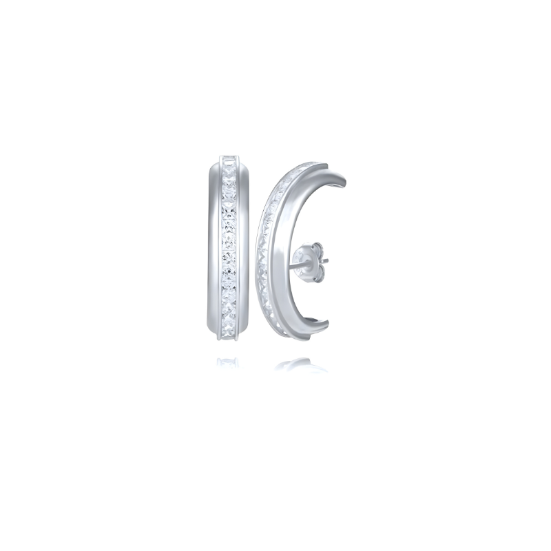 Stijlvolle C-Vormige Zirkonia Oorknopjes - Mabel Elegance
