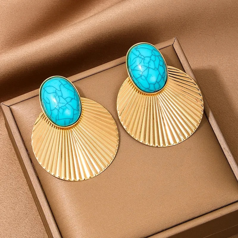 Chique turquoise oorclips - Judith