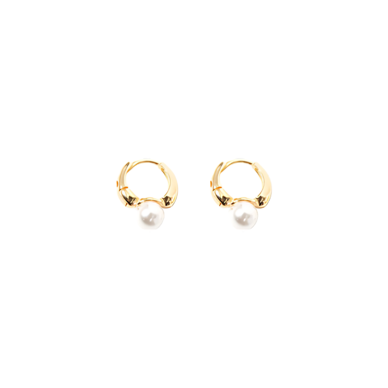 Elegante Gouden Gegoldeninhaalde Kleine Parel Oorbellen - Belle