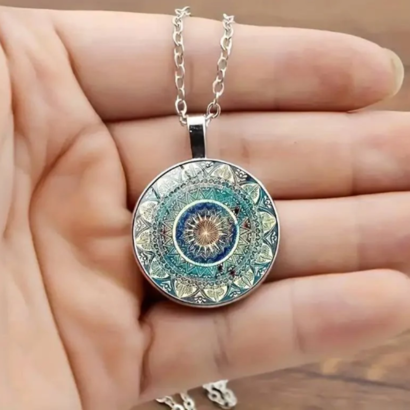 Elegant Vintage Blauwe Mandala Ketting - Mouri voor Tijdloze Stijl