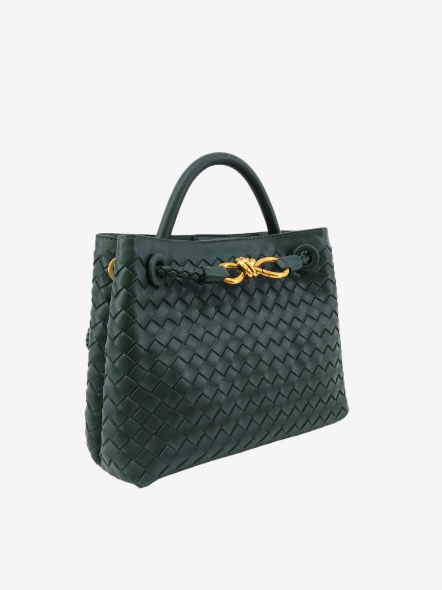 Kleine Gevlochten Dames Handtas met Gouden Details