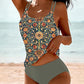 Dames bikini set – Tankini bovenstuk met dubbele band – Ademend en rekbaar materiaal – Verstelbaar en comfortabel pasvorm
