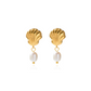 Elegant Goud Vergulde Schelp en Zoetwaterparel Oorbellen - Sally